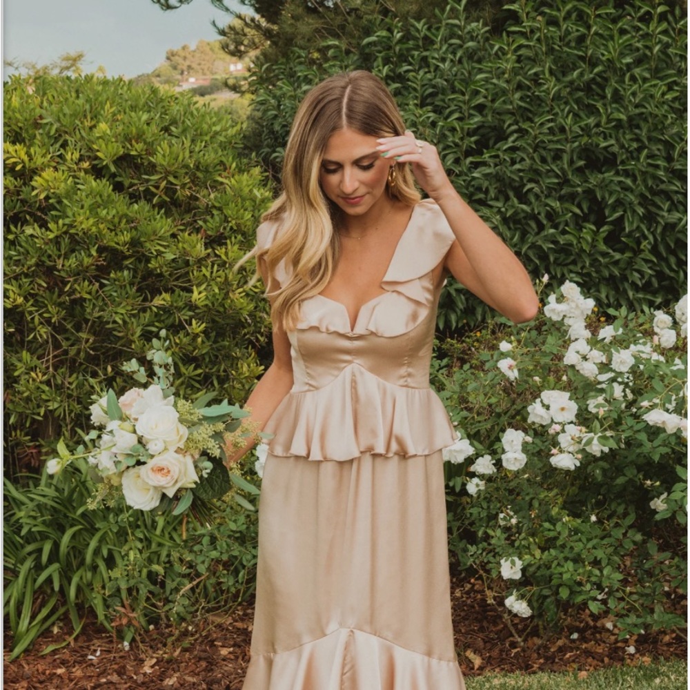 Show Me Your Mumu Champagne Ruffle Dress